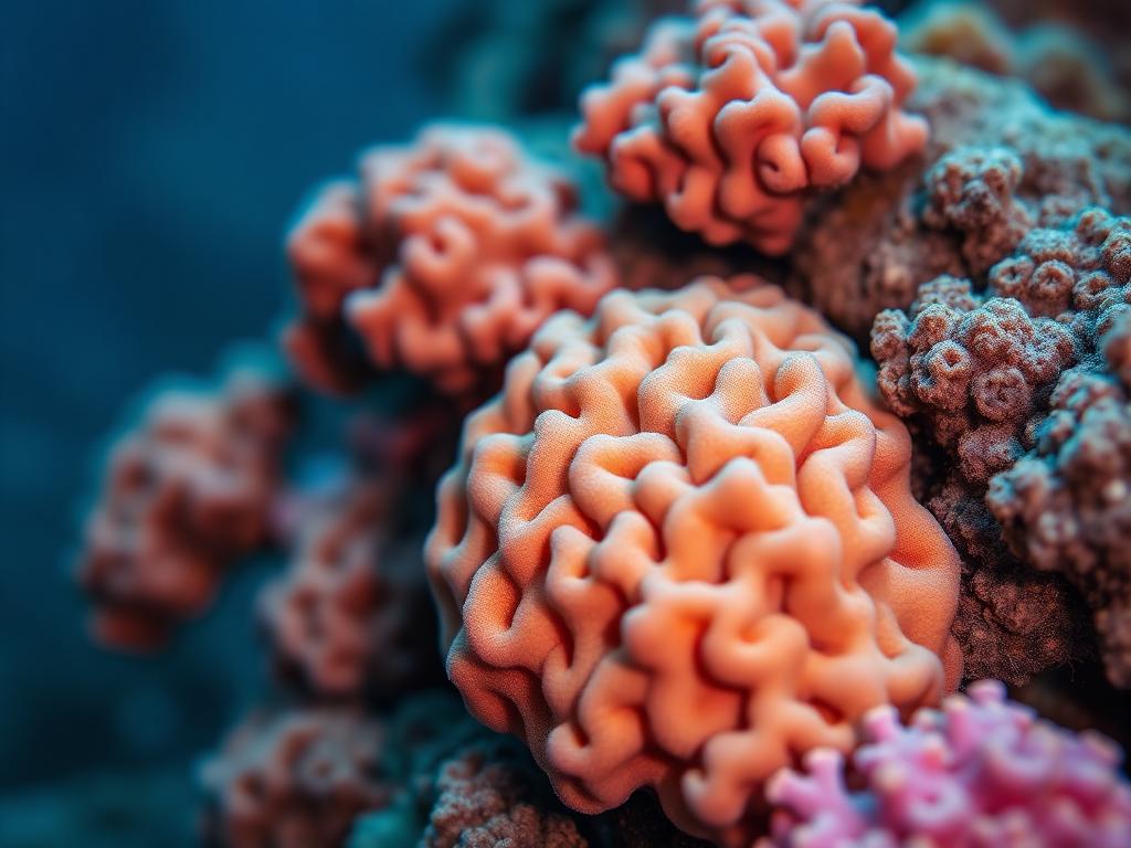 Macro view of a coral colony
